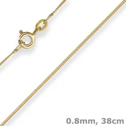 0,8mm Panzerkette Kette Collier aus 585 Gold Gelbgold 38cm mit Zwischenöse