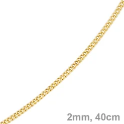 2mm Panzerkette Kette Collier aus 750 Gold Gelbgold, Goldkette, 40cm