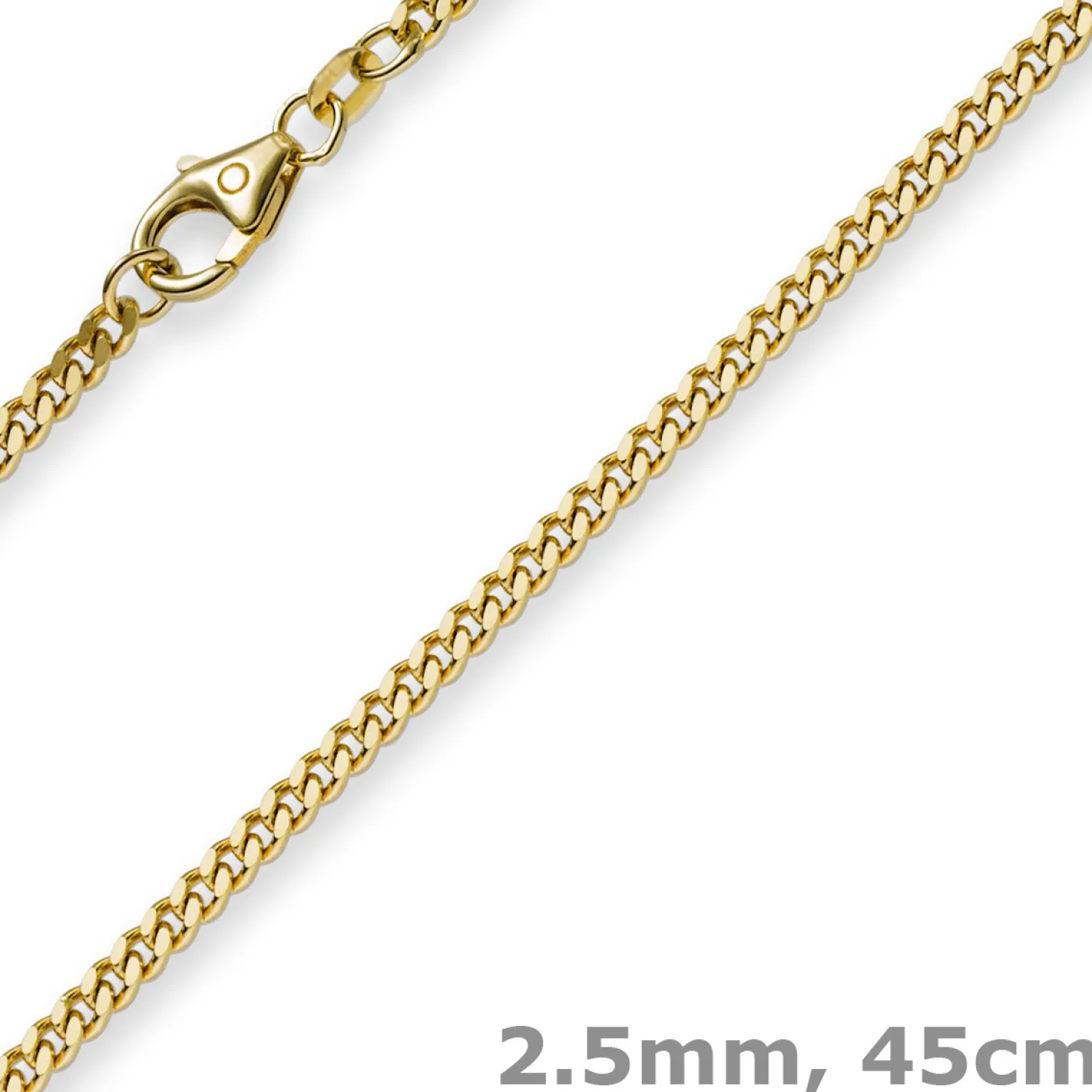 2,5mm Panzerkette Kette Collier aus 750 Gold Gelbgold, Goldkette, 45cm