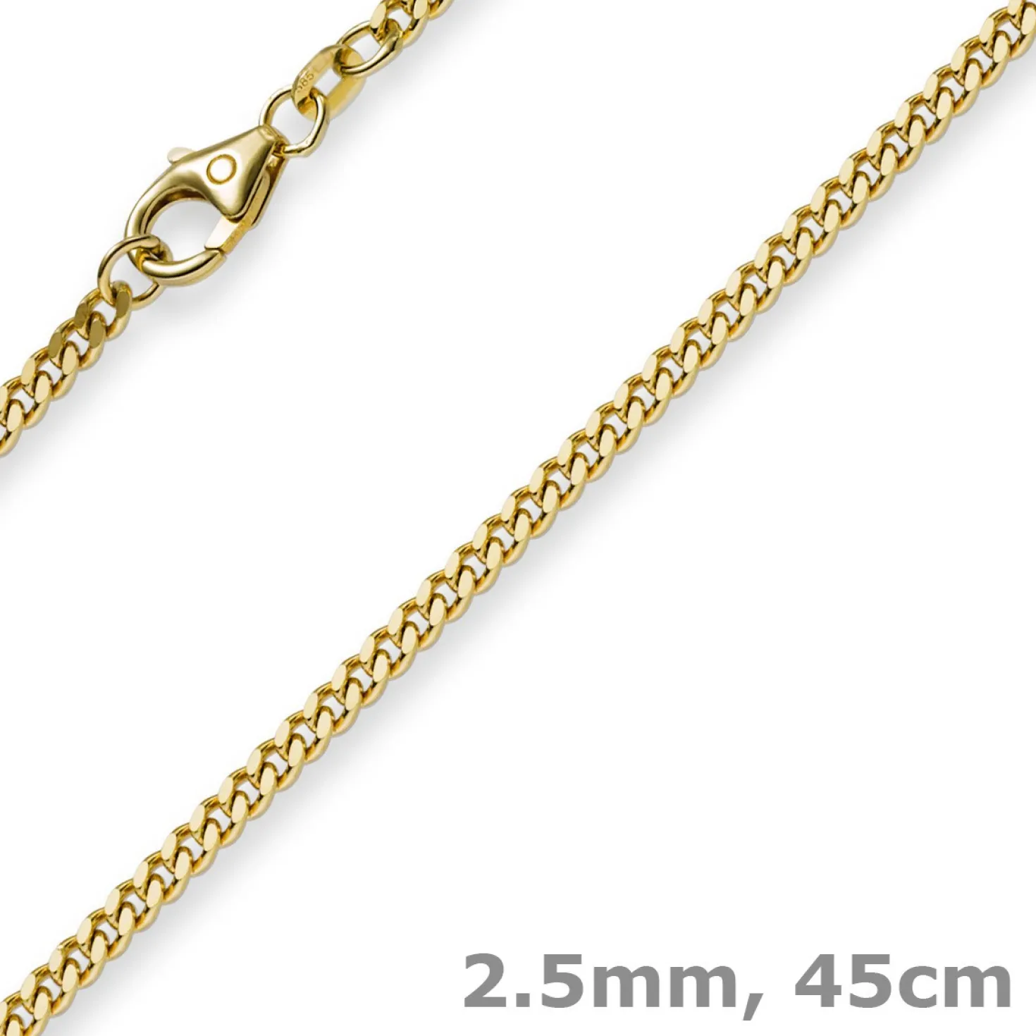 2,5mm Panzerkette Kette Collier aus 585 Gold Gelbgold, Goldkette, 45cm