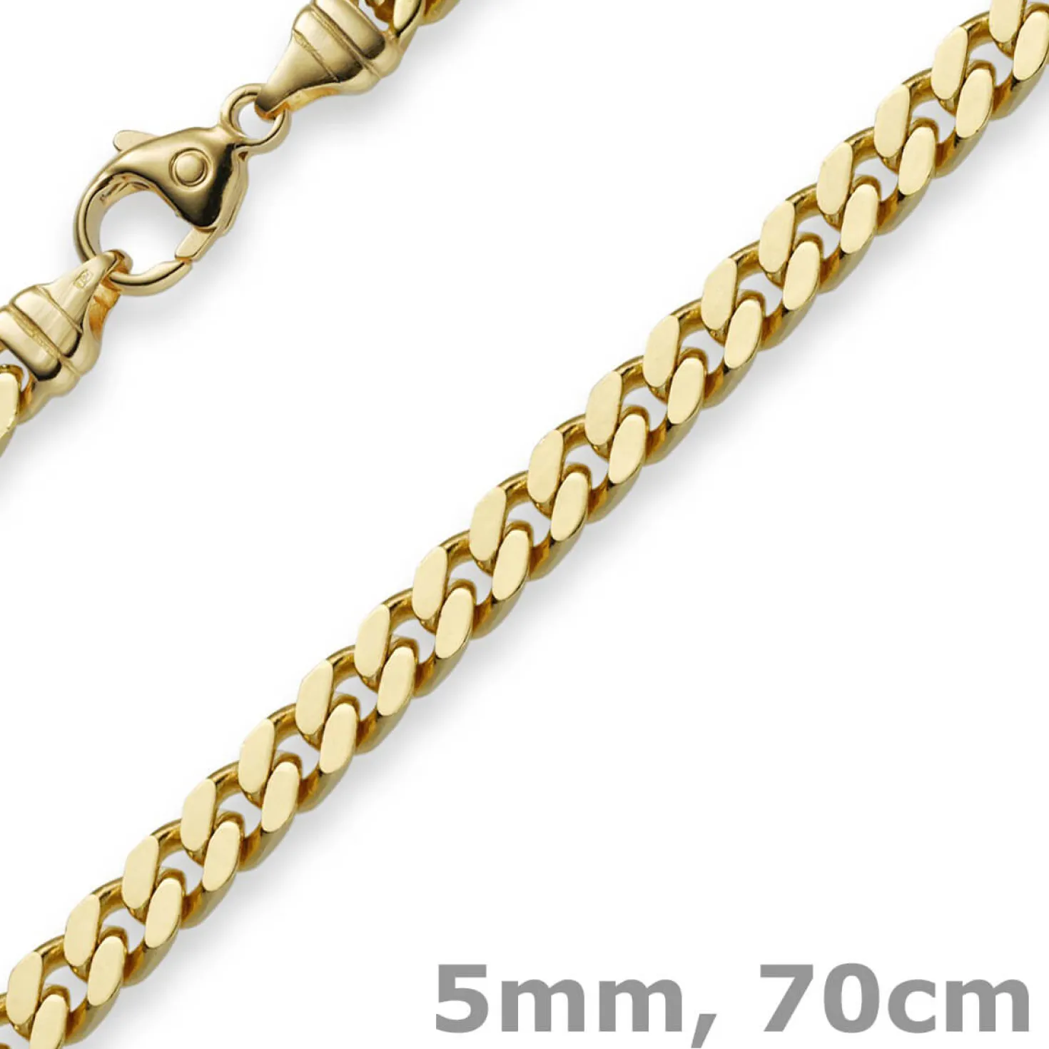 5mm Panzerkette Kette Collier aus 750 Gold Gelbgold Goldkette 70cm Herren