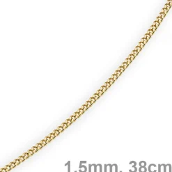 1,5mm Panzerkette Kette Collier aus 585 Gold Gelbgold, Goldkette, 38cm