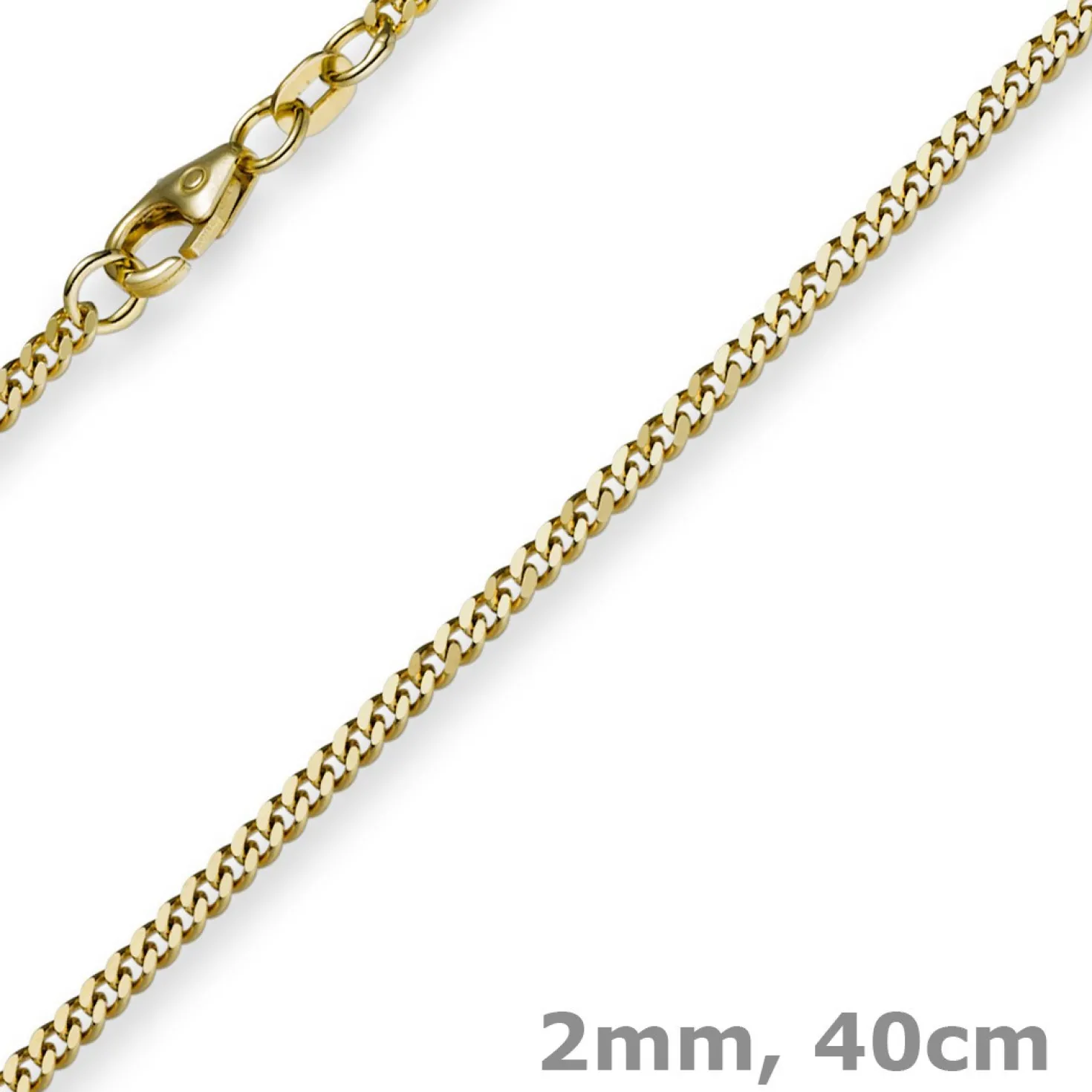 2mm Panzerkette Kette Collier aus 585 Gold Gelbgold, Goldkette, 40cm