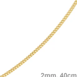 2mm Panzerkette Kette Collier aus 585 Gold Gelbgold, Goldkette, 40cm