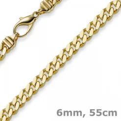 6mm Panzerkette Kette Collier aus 585 Gold Gelbgold, Goldkette, 55cm