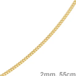 2mm Panzerkette Kette Collier aus 585 Gold Gelbgold, Goldkette, 55cm