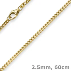 2,5mm Panzerkette Kette Collier aus 585 Gold Gelbgold, Goldkette, 60cm