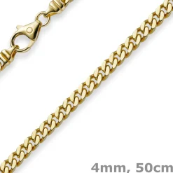 4mm Panzerkette Kette Collier aus 750 Gold Gelbgold, Goldkette, 50cm