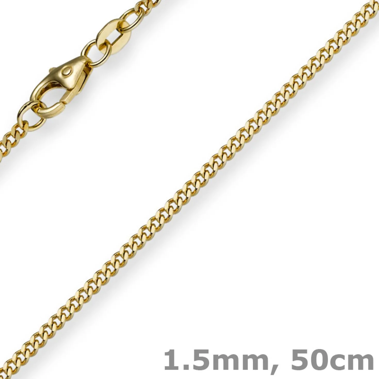 1,5mm Panzerkette Kette Collier aus 585 Gold Gelbgold, Goldkette, 50cm