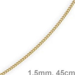 1,5mm Panzerkette Kette Collier aus 585 Gold Gelbgold, Goldkette, 45cm