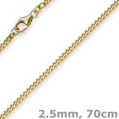 2,5mm Panzerkette Kette Collier aus 750 Gold Gelbgold Goldkette 70cm Unisex