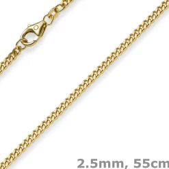 2,5mm Panzerkette Kette Collier aus 750 Gold Gelbgold, Goldkette, 55cm