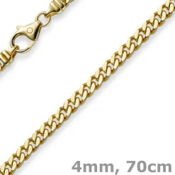 4mm Panzerkette Kette Collier aus 585 Gold Gelbgold Goldkette 70cm