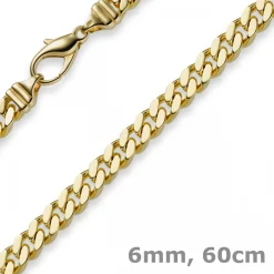 6mm Panzerkette Kette Collier aus 585 Gold Gelbgold, Goldkette, 60cm
