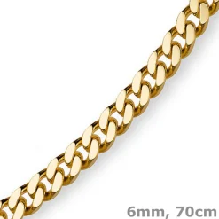6mm Panzerkette Kette Collier aus 585 Gold Gelbgold Goldkette 70cm Herren