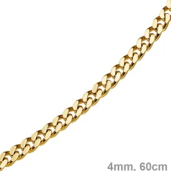 4mm Panzerkette Kette Collier aus 585 Gold Gelbgold, Goldkette, 60cm