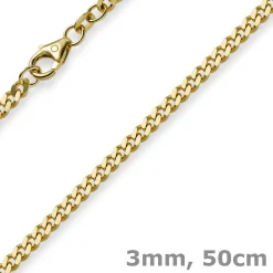 3mm Panzerkette Kette Collier aus 585 Gold Gelbgold, Goldkette, 50cm