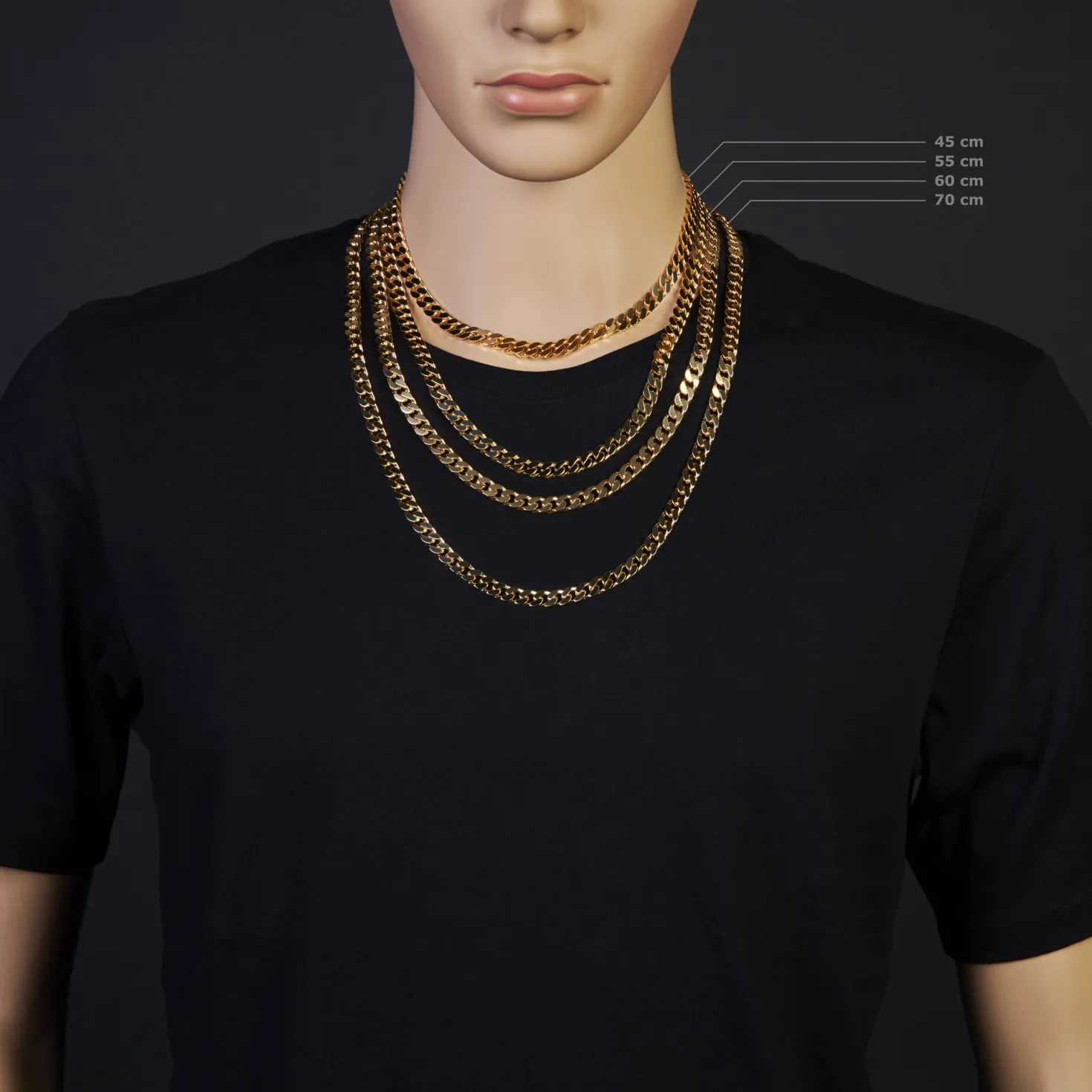 7mm Panzerkette Kette Collier aus 585 Gold Gelbgold, Goldkette, 55cm