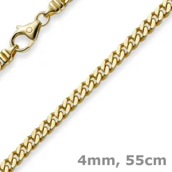 4mm Panzerkette Kette Collier aus 585 Gold Gelbgold, Goldkette, 55cm