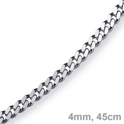 4mm Panzerkette Kette Collier aus 750 Gold Weißgold, Goldkette, 45cm