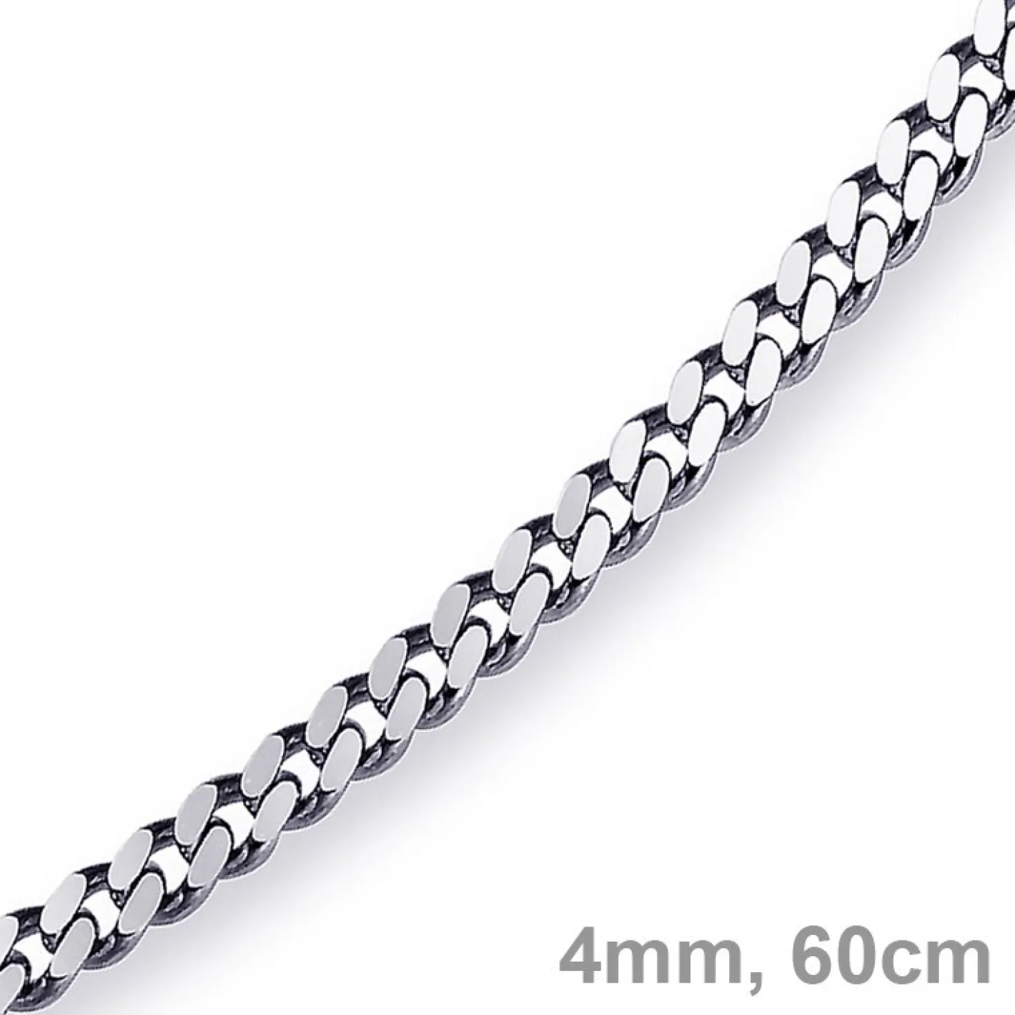 4mm Panzerkette Kette Collier aus 750 Gold Weißgold, Goldkette, 60cm