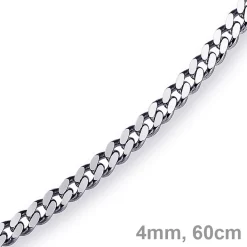 4mm Panzerkette Kette Collier aus 585 Gold Weißgold, Goldkette, 60cm