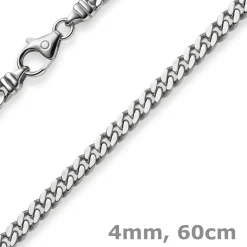 4mm Panzerkette Kette Collier aus 585 Gold Weißgold, Goldkette, 60cm