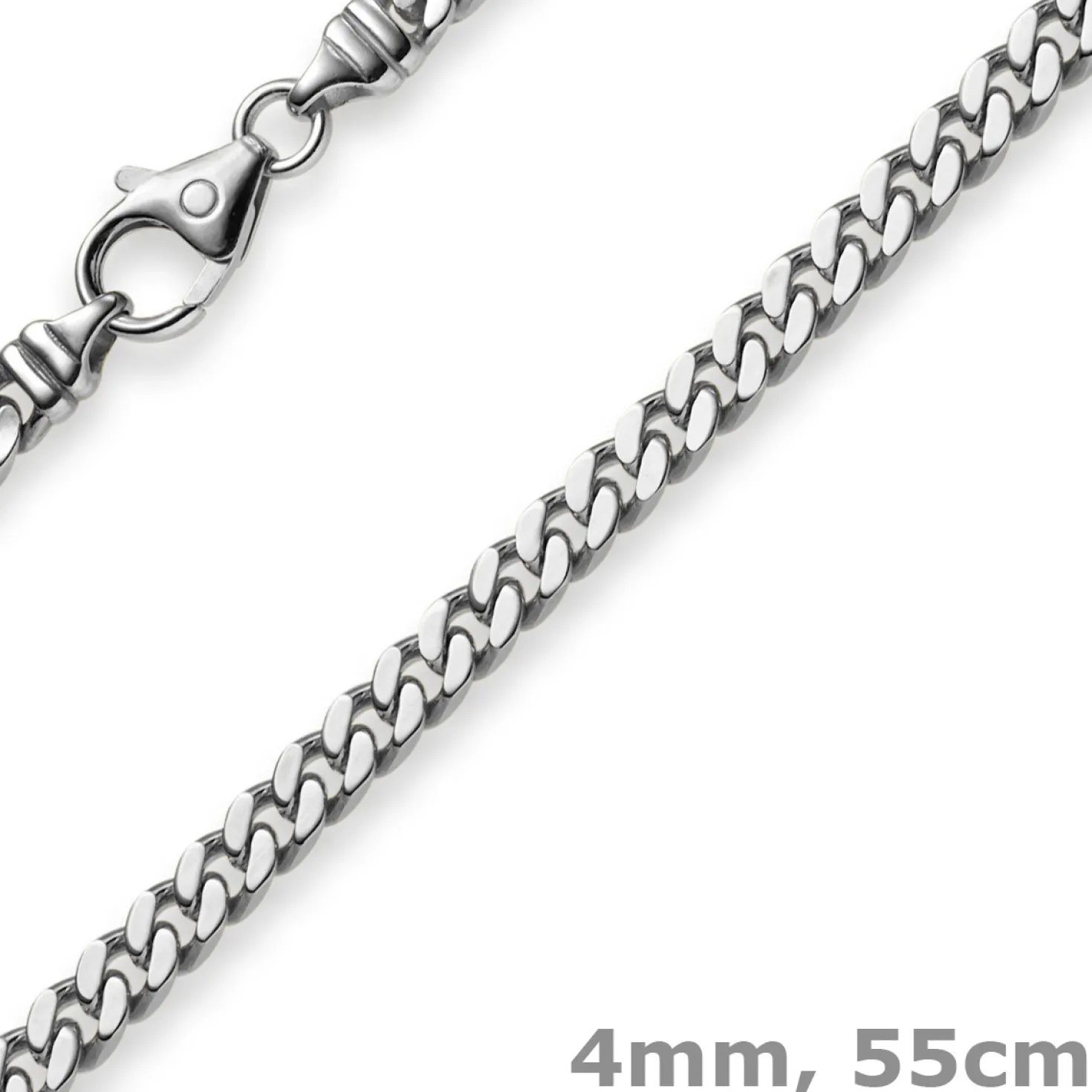 4mm Panzerkette Kette Collier aus 750 Gold Weißgold, Goldkette, 55cm