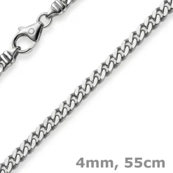 4mm Panzerkette Kette Collier aus 585 Gold Weißgold, Goldkette, 55cm