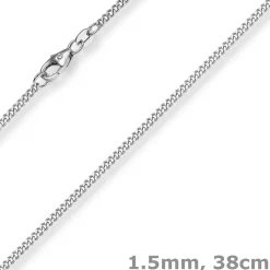 1,5mm Panzerkette Kette Collier aus 585 Gold Weißgold Halsschmuck 38cm
