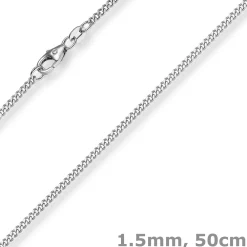 1,5mm Panzerkette Kette Collier aus 585 Gold Weißgold Halsschmuck 50cm