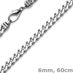 6mm Panzerkette Kette Collier aus 585 Gold Weißgold massiv 60cm Goldkette Herren