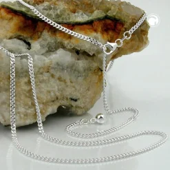 2mm Panzerkette Kette Collier Halskette, 925 Silber, diamantiert, 50cm