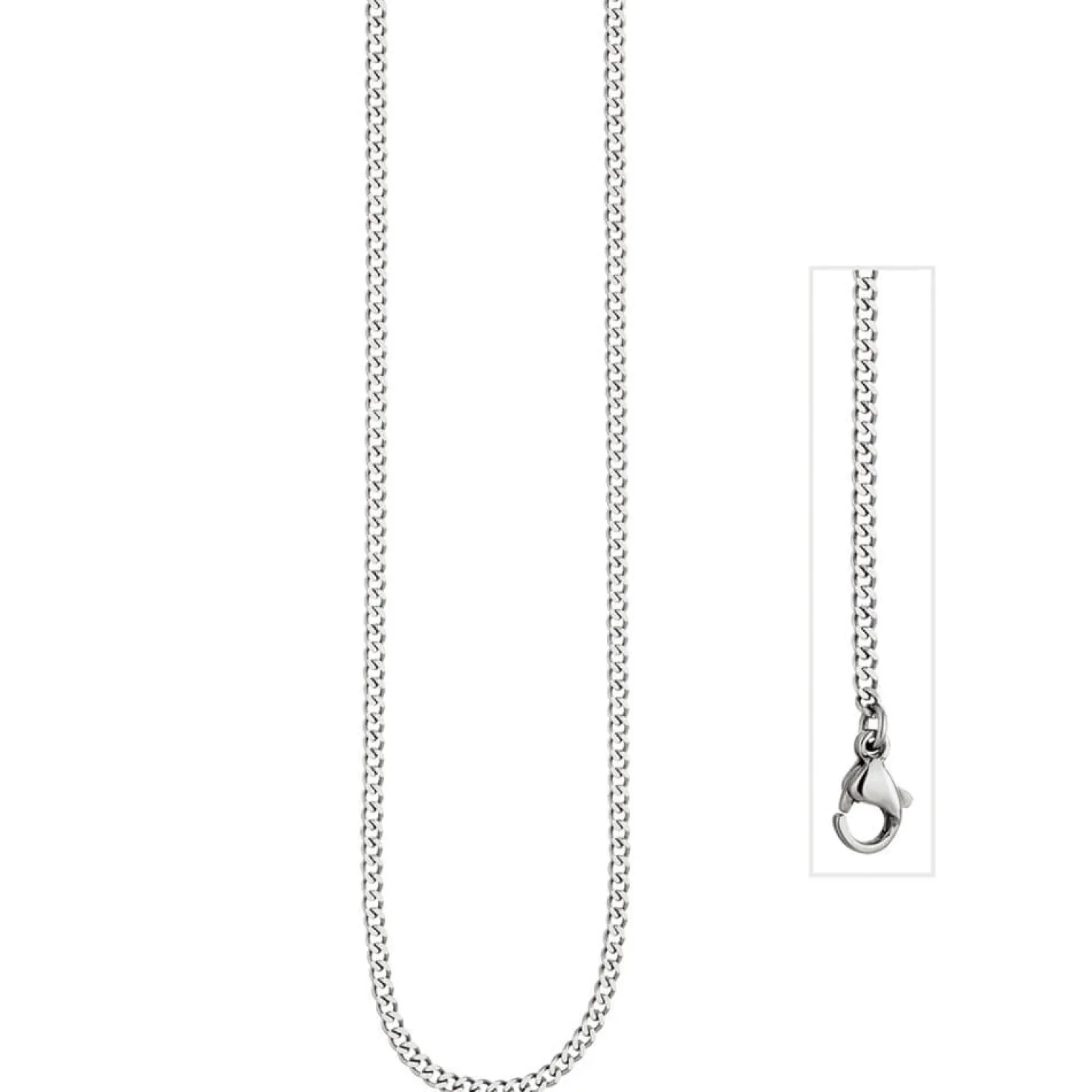 2mm Panzerkette Kette Halskette Collier Halsschmuck aus Edelstahl, 38cm