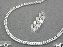 1,7mm Panzerkette Kette, 925 Silber, Silberkette, diamantiert, 55 cm