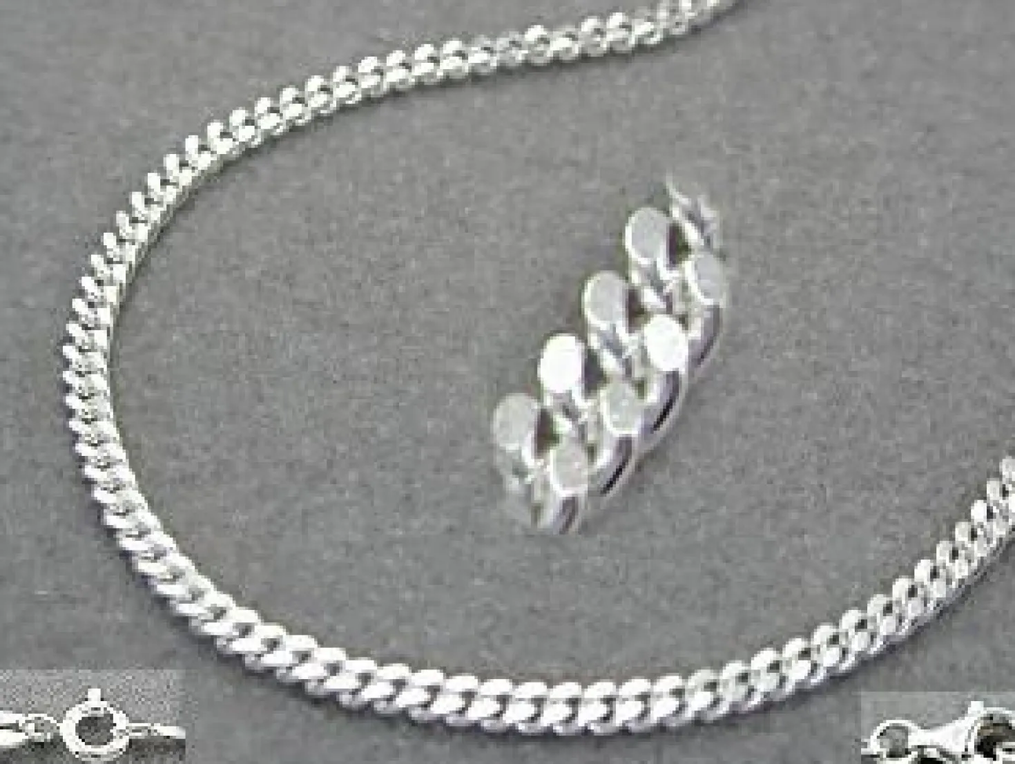 1,7mm Panzerkette Kette, 925 Silber, Silberkette, diamantiert, 45 cm