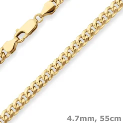 4,7mm Panzerkette oval diamantiert Collier Halskette aus 585 Gold Gelbgold 55cm