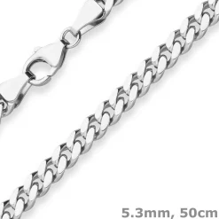5,3mm Panzerkette oval diamantiert Kette Collier Halskette aus 925 Silber 50cm