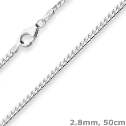 2,8mm Panzerkette oval Silberkette Collier Halskette aus 925 Silber 50cm