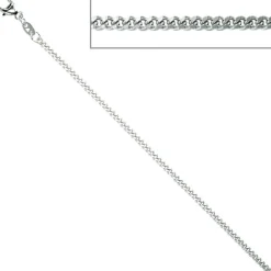 2,1mm Panzerkette Panzer Kette Collier, 925 Silber, Silberkette, 50 cm