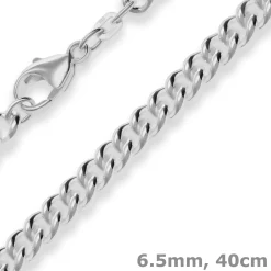 6,5mm Panzerkette rund Silberkette Collier Halskette aus 925 Silber 40cm