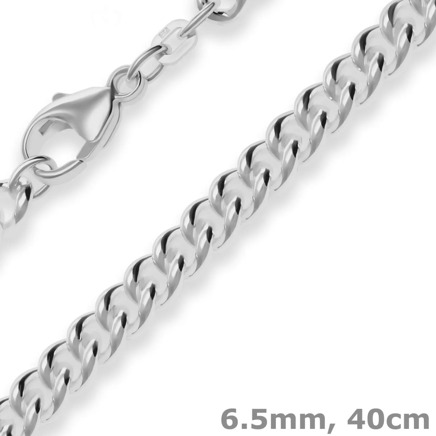 6,5mm Panzerkette rund Silberkette Collier Halskette aus 925 Silber 40cm