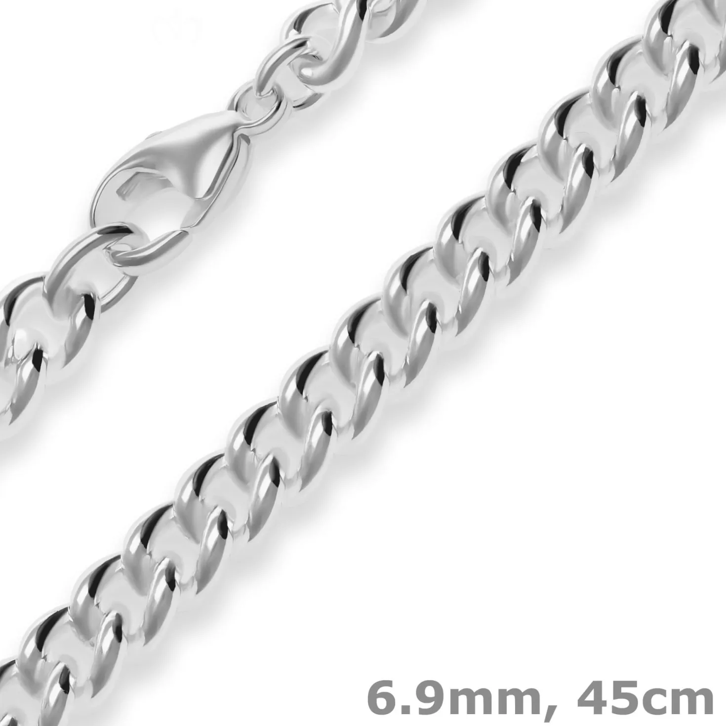 6,9mm Panzerkette rund Silberkette Collier Halskette aus 925 Silber 45cm