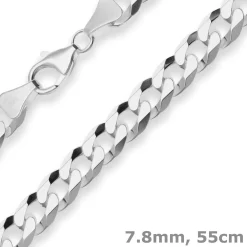 7,8mm Panzerkette Silberkette Collier Halskette aus 925 Silber 55cm