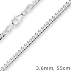 3,6mm Panzerkette Silberkette Collier Halskette aus 925 Silber 55cm