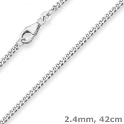 2,4mm Panzerkette Silberkette Collier Halskette aus 925 Silber 42cm