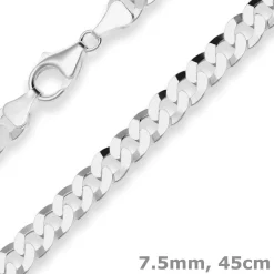 7,5mm Panzerkette Silberkette Collier Halskette aus 925 Silber 45cm