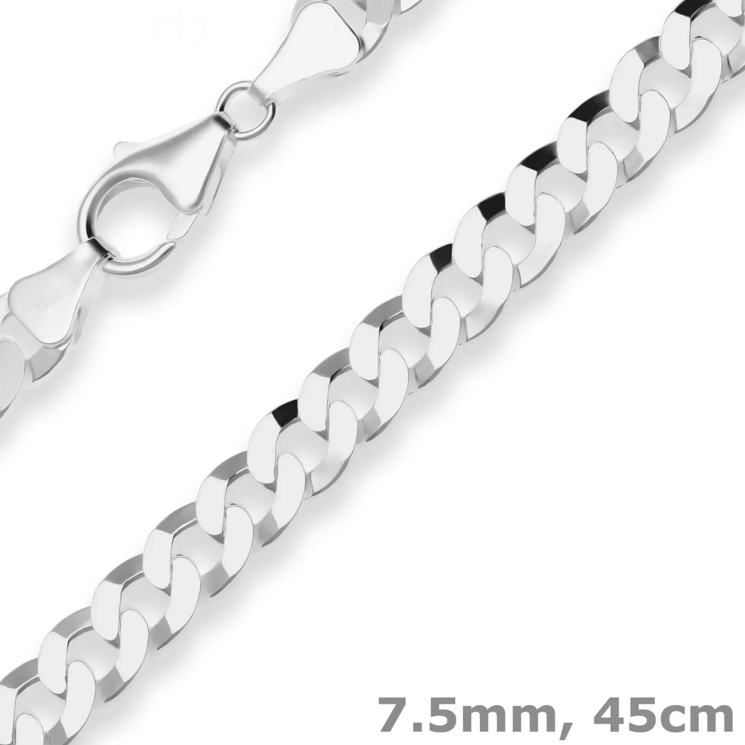 7,5mm Panzerkette Silberkette Collier Halskette aus 925 Silber 45cm
