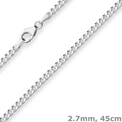 2,7mm Panzerkette Silberkette Collier Halskette aus 925 Silber 45cm