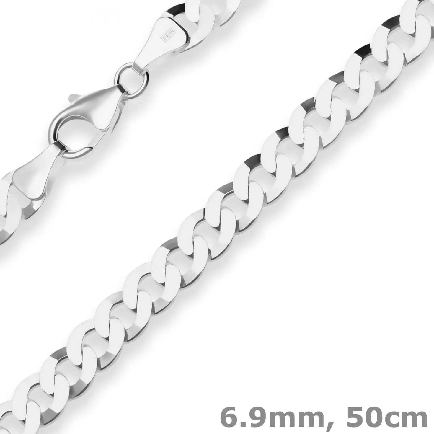 6,9mm Panzerkette Silberkette Collier Halskette aus 925 Silber 50cm
